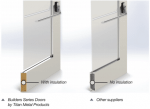 Titan Metal Builders Series Doors with insulation compared to doors of suppliers with no insulation