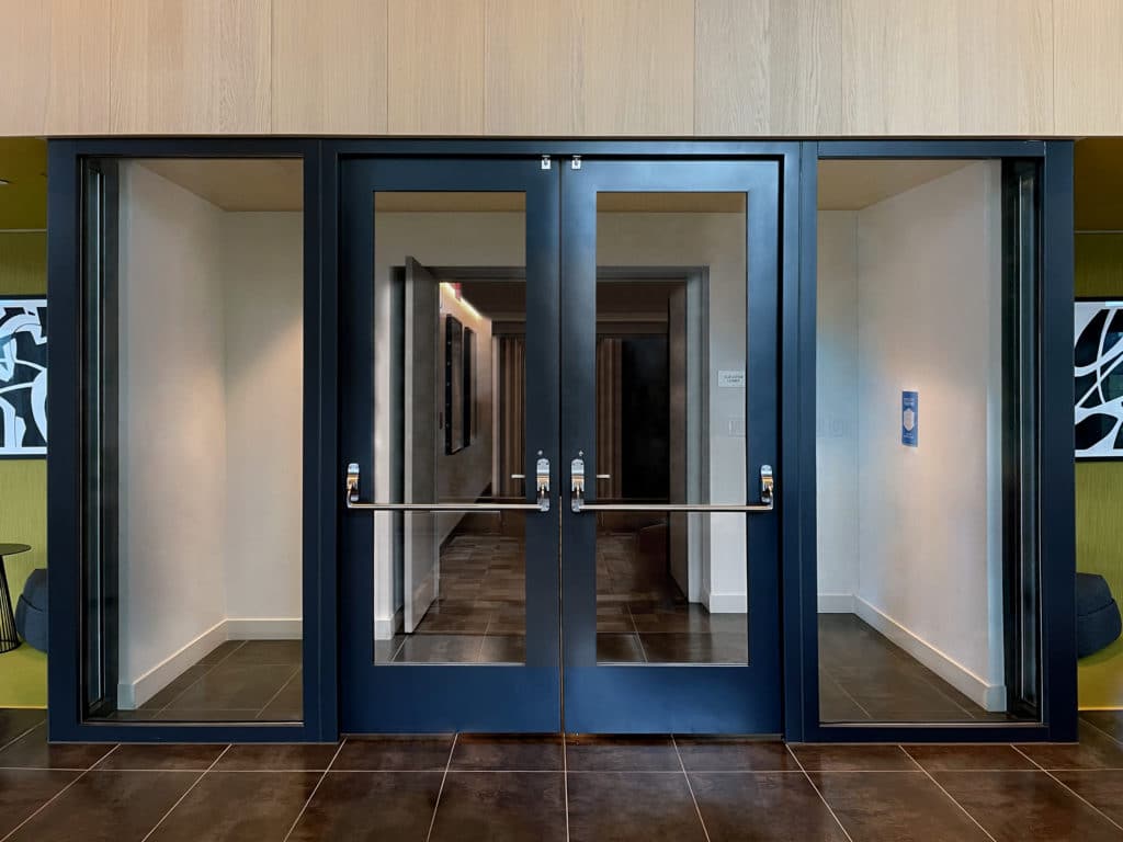 Hamilton Cove Apartments in Weehawken, NJ featured with Titan Metal Products Builders Series 20-45 Minute Fire Protective Pair Door with SuperLite® I-20