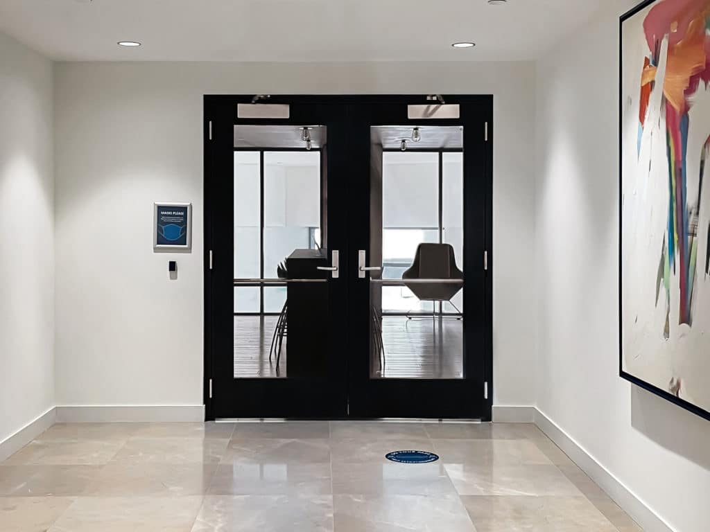 entrance for game room in apartment complex in new jersey full vision pair doors